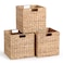 DINGTAI 12 x 12 x 12in Water Hyacinth Storage Baskets Wicker Storage Baskets for Shelves Foldable Square Bins for IKEA Kallax Set of 3 Large Cubby Rattan Basket Wicker Basket for Organizing