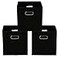 Yunkeeper Yunkeeeper storage bins Cubes Fabric Cube Organizer with Handle Foldable Cube Bins for Cloth or Accessary Storage 11x11x11 Set of 3 Black