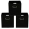 Yunkeeper Yunkeeeper storage bins Cubes Fabric Cube Organizer with Handle Foldable Cube Bins for Cloth or Accessary Storage 11x11x11 Set of 3 Black