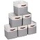 Kntiwiwo Fabric Storage Cubes 105x105x11 Cube Storage Bins for Closet Organizers and Storage Shelves Foldable Storage Bin with Handles 6 Pack Grey PU Leather Handle