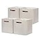 DULLEMELO Storage Bins 4 Pack Of 13x13x13 Decorative Storage Cube Bins Suit Office Home Shelves And Closet Cube Storage Bin with Leather handle4 Pack 13 Beige