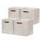 DULLEMELO Storage Bins 4 Pack Of 13x13x13 Decorative Storage Cube Bins Suit Office Home Shelves And Closet Cube Storage Bin with Leather handle4 Pack 13 Beige