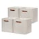 DULLEMELO Storage Bins 4 Pack Of 13x13x13 Decorative Storage Cube Bins Suit Office Home Shelves And Closet Cube Storage Bin with Leather handle4 Pack 13 Beige