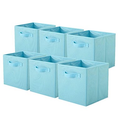 ShellKingdom Foldable Fabric Storage Cubes And Cloth Organizer Drawer For Closet And Toys 6 Pack Light Blue