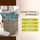 Kouboo KOUBOO Rattan Kobo Round Storage Basket Handwoven Rattan Basket with Handles Organization Home Decor for Storage GrayBrown