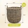 Kouboo KOUBOO Rattan Kobo Round Storage Basket Handwoven Rattan Basket with Handles Organization Home Decor for Storage GrayBrown