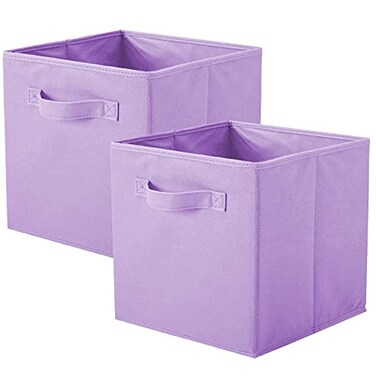 ShellKingdom Storage Bins Foldable Fabric Storage Cubes And Cloth Organizer Drawer For Closet And Toys 2 Pack Lavender