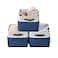 DECOMOMO Storage Bins Large Fabric Storage Baskets for Shelves Decorative Linen Closet Organizer 15 x 11 x 95 inches Navy Blue White 3 Pack