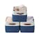 DECOMOMO Storage Bins Large Fabric Storage Baskets for Shelves Decorative Linen Closet Organizer 15 x 11 x 95 inches Navy Blue White 3 Pack