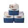 DECOMOMO Storage Bins Large Fabric Storage Baskets for Shelves Decorative Linen Closet Organizer 15 x 11 x 95 inches Navy Blue White 3 Pack