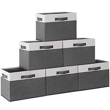 GhvyenntteS 6 Pack Fabric Storage Bins 15x11x96 inch Closet Storage Bins for Shelves with 3 Handles Foldable Storage Baskets for Shelves Sturdy Closet Organizers and Storage