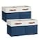DULLEMELO 12 inch Cube Storage Bins Gift Baskets Empty for Boy Girl Mother Father Christmas FestivalFabric Storage Bins Cube Organizer Baskets With Leather HandlesWhiteBlue4 Pack
