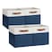 DULLEMELO 12 inch Cube Storage Bins Gift Baskets Empty for Boy Girl Mother Father Christmas FestivalFabric Storage Bins Cube Organizer Baskets With Leather HandlesWhiteBlue4 Pack