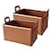 Sinowe Decorative Faux Leather Basket Small Catchall Basket for Entryway Bedside Dresser End Table Foldable Rectangle Tray Organizer Box Set of 2 Caramel