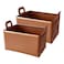 Sinowe Decorative Faux Leather Basket Small Catchall Basket for Entryway Bedside Dresser End Table Foldable Rectangle Tray Organizer Box Set of 2 Caramel