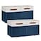 DULLEMELO 13 inch Cube Storage Bins Gift Baskets Empty for Boy Girl Mother Father Christmas FestivalFabric Storage Bins Cube Organizer Baskets With Leather HandlesWhiteBlue4 Pack