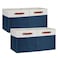 DULLEMELO 13 inch Cube Storage Bins Gift Baskets Empty for Boy Girl Mother Father Christmas FestivalFabric Storage Bins Cube Organizer Baskets With Leather HandlesWhiteBlue4 Pack