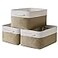 TheWarmHome Storage Basket for Organizing 14x10x7 inch Medium 3 Pack Collapsible Storage Bin for Shelves with Handles Canves Storage Box for Organizer Cubes Cloth Gift Toy Closet White Khaki