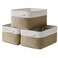 TheWarmHome Storage Basket for Organizing 14x10x7 inch Medium 3 Pack Collapsible Storage Bin for Shelves with Handles Canves Storage Box for Organizer Cubes Cloth Gift Toy Closet White Khaki
