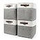 Bagnizer 13x13 Cube Storage Bins Collapsible Fabric Storage Box 4 Pack Closet Baskets with Handles for Organizing Shelf Toys Clothes Home Office Nursery GreyWhite