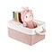 LordCom Storage Bins with Sturdy Cotton Handles1 Pack Fabric Storage Baskets for Organizing use for Office Home Book Clothes Toys Closet Boxes Small PinkWhite 122x83x63 inches
