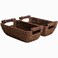 StorageWorks Handwoven Small Wicker Baskets Round Paper Rope Storage Baskets with Wooden Handles Dark Brown 2Pack