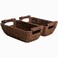 StorageWorks Handwoven Small Wicker Baskets Round Paper Rope Storage Baskets with Wooden Handles Dark Brown 2Pack
