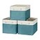 Bidtakay Basket Storage Bins with Handles Fabric Large Storage Baskets for Organizing Set of 3 Collapsible Rectangular Basket for Shelves Closet Organizer 15 X 11 X 95 InchesWhiteTeal Blue