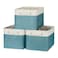 Bidtakay Basket Storage Bins with Handles Fabric Large Storage Baskets for Organizing Set of 3 Collapsible Rectangular Basket for Shelves Closet Organizer 15 X 11 X 95 InchesWhiteTeal Blue