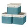 Bidtakay Basket Storage Bins with Handles Fabric Large Storage Baskets for Organizing Set of 3 Collapsible Rectangular Basket for Shelves Closet Organizer 15 X 11 X 95 InchesWhiteTeal Blue