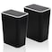 Fasmov Trash Can 2 Pack 75 Liter 2 Gallon Plastic Garbage Container Bin with Press Top Lid Garbage Can Waste Basket for Kitchen Bathroom Living Room Office Narrow Place Black