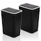 Fasmov Trash Can 2 Pack 75 Liter 2 Gallon Plastic Garbage Container Bin with Press Top Lid Garbage Can Waste Basket for Kitchen Bathroom Living Room Office Narrow Place Black