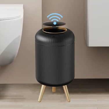 URALFA Motion Sensor Trash Can with Lid 3 Gallon 11 L Automatic Bathroom Trash Can Touchless Trash Bin Smart Plastic Garbage Can with Removable Legs for Bathroom Bedroom Kitchen Office Black