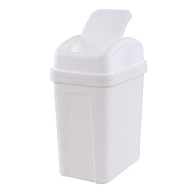 Callyne 1Pack 18 Gallon Plastic Swing Lidded Trash Can Small Garbage Bin White