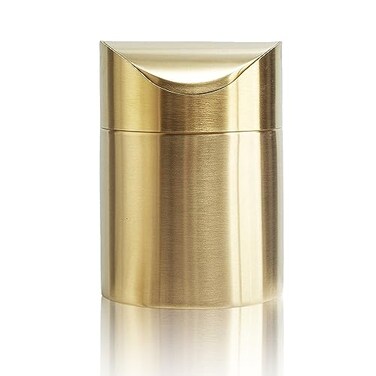 Chemlliy Stainless Steel Trash Can with Swing Lid Mini Countertop Trash Bin Bathroom Golden Desktop Garbage Cans Tiny Kitchen Waste Bins with Trash Bag