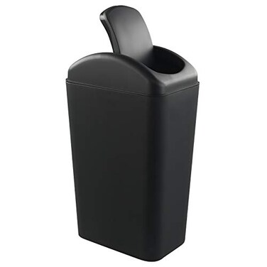 Hespama Slim Trash Can 14L Black Swing Lid Garbage Bin for Narrow Space
