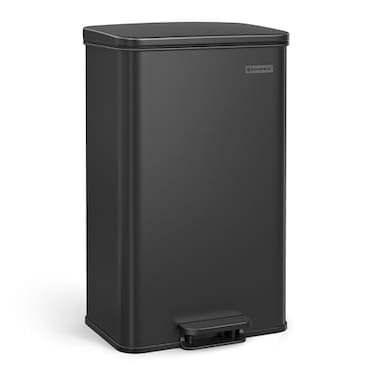 SONGMICS Kitchen Trash Can 105 Gallon 40 L Garbage Can Large Step Trash Bin with Lid Stainless Steel Soft Close 15 Trash Bags Included Black ULTB540B40
