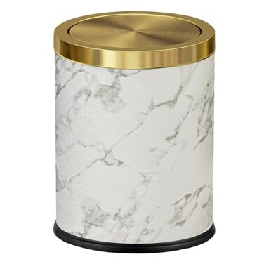 LEASYLIFE 4gallonMarble Trash Can with LidMedium Bedroom Garbage CanFlip Top Trash Can for BathroomBedroomKitchenLiving RoomMarble