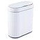 ELPHECO Bathroom Trash Can with lid 25 Gallon Waterproof Sensor Trash Bin 10 Liter Motion Sensor Trash Can Slim Garbage Bin Bathroom Decor White with Grey Trim
