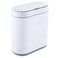ELPHECO Bathroom Trash Can with lid 25 Gallon Waterproof Sensor Trash Bin 10 Liter Motion Sensor Trash Can Slim Garbage Bin Bathroom Decor White with Grey Trim