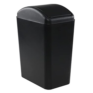 AnnkkyUS 16 Liter Plastic Garbage Can Waste Bin with Swing Lid Black