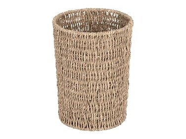 StorageWorks Wicker Waste Basket Small Trash Can with Handwoven Seagrass Wicker Garbage Can for Bedroom Bathroom 1 Pack