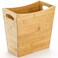TOPZEA Bamboo Waste Basket Rectangular Narrow Trash Can with Handle Wastebasket Waste Bin Garbage Can for Bathroom Bedroom Office and Home 105 x 57 x 1025