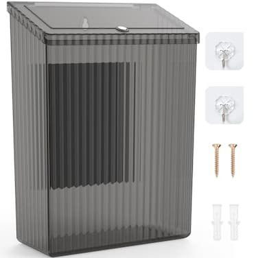 Sealegend Magnetic Slim Trash Can Wastebasket with Lid Lint Bin Storage Bins Perfect for Kitchen Fridge Cabinet Bathroom Laundry Room Organization Black