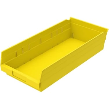 Akro-Mils AkroMils 30158 Plastic Shelf Bins Heavy Duty Storage Bins for Garage Closet and Drawer Organization 18Inch x 8Inch x 4Inch Yellow 12Pack