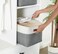 DECOMOMO Storage Bins Extra Large Fabric Storage Baskets for Shelves Decorative Linen Closet Organizer 158 x 125 x 10 inches Slate Grey White 3 Pack