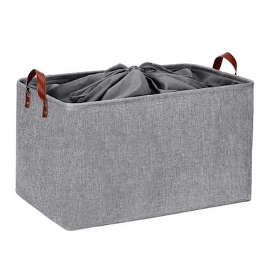 DULLEMELO Extra Large Grey Basket for Organizing Collapsible Fabric Storage Basket with Handles 70L Oversized Storage Bin Large Closet Toys Blanket Organizer for Living Room Laundry Nursery