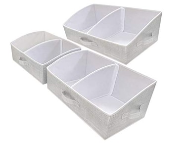 UNAMAX 3 Packs Closet Storage Bins Trapezoid Large Storage Box Foldable Fabric Baskets for Organizing Clothes Baby Toiletry Toys Towel DVD Book Grey 20 x 112 x 83 inches