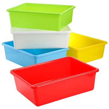 WUWEOT 5 Pack Large Storage Bins 15 x 115 Plastic Stackable Classroom Organizer Multipurpose Toy Basket for Classroom Nursery Playrooms and Home Organization