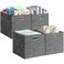 Posprica 13x15x13in Collapsible Storage Bins Fabric Foldable Cube Storage Boxes Decorative Storage Baskets Organizer for IKEA Kallax Shelves Closet Clothes Set of 4Black